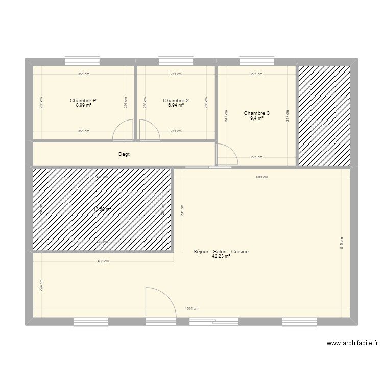 PIVRON GAINABLE. Plan de 7 pièces et 93 m2