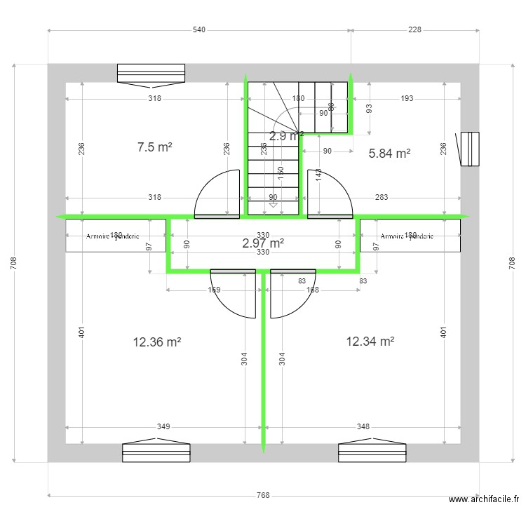 MANIEZ / HIELSCHER ETAGE 2. Plan de 6 pièces et 44 m2