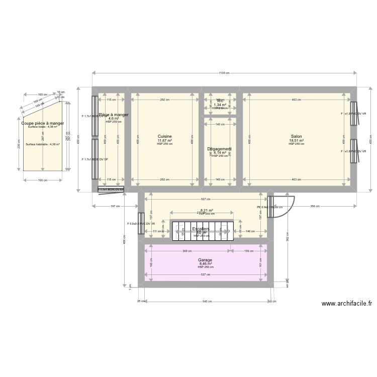 Rdc Muller. Plan de 8 pièces et 58 m2