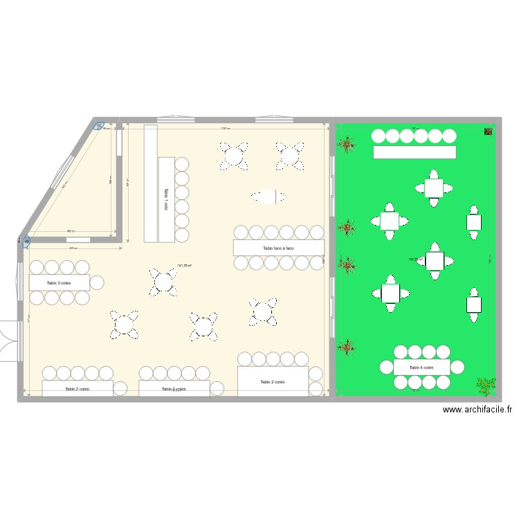 Bar V1. Plan de 2 pièces et 300 m2