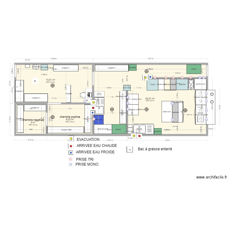 St brévin  attentes. Plan de 4 pièces et 57 m2