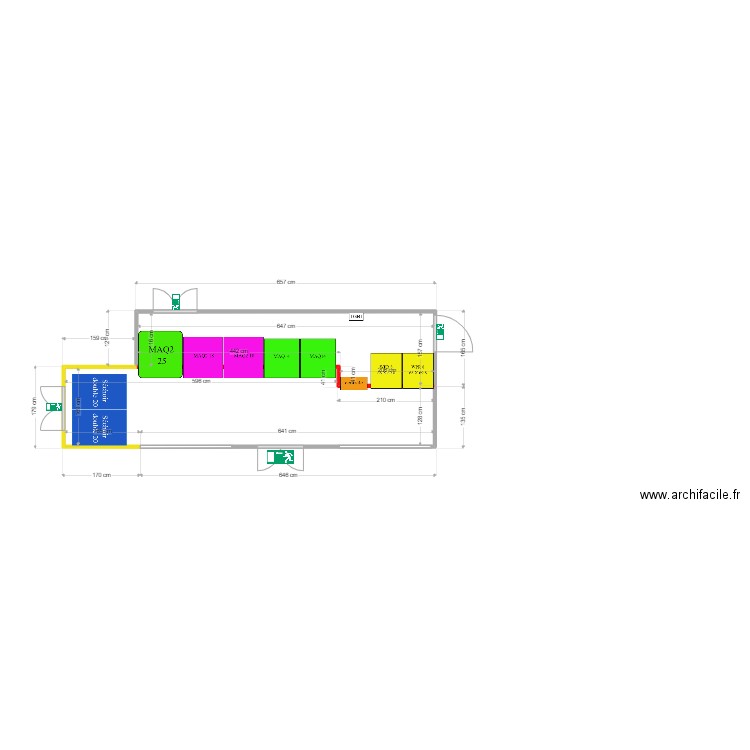 AGRANDISSEMENT 1.3. Plan de 2 pièces et 21 m2