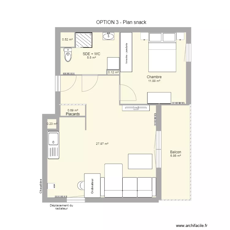 Appartement Loris Option 3. Plan de 