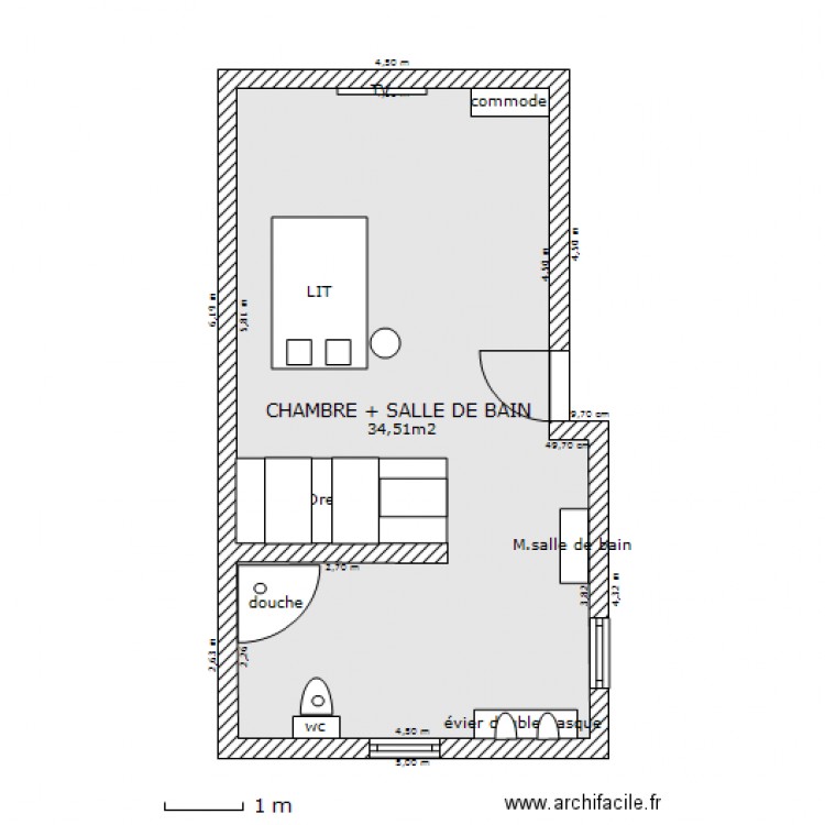 PLAN CHAMBRE   SALLE DE BAIN. Plan de 0 pièce et 0 m2