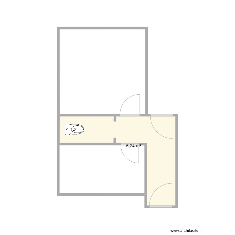 sdb. Plan de 1 pièce et 6 m2