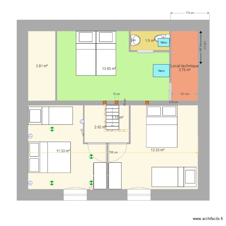 chambre mezzanine V68 du 18 nov 2018 . Plan de 0 pièce et 0 m2