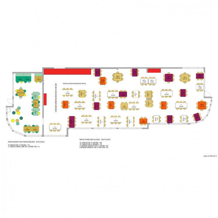 REFECTOIRE TABLES ALEATOIRES. Plan de 0 pièce et 0 m2