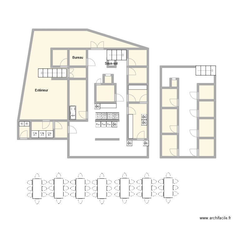 plan cuisine langevin. Plan de 22 pièces et 30 m2