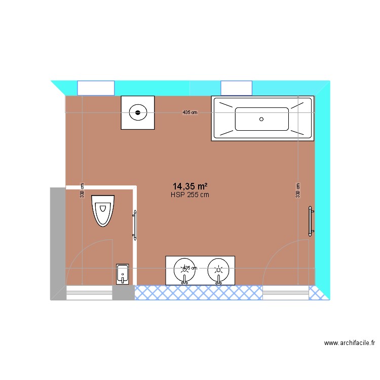 sdb NEW OPT V4. Plan de 1 pièce et 14 m2