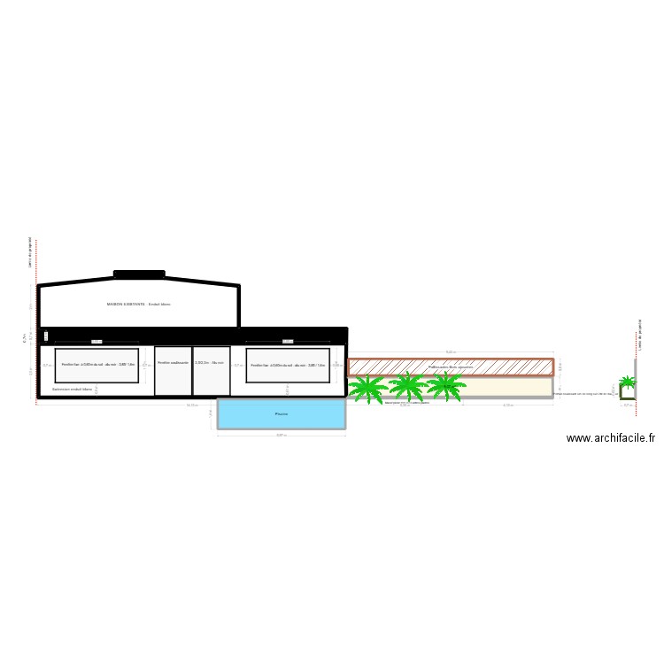 Coupe SUD  clemenceau. Plan de 7 pièces et 83 m2