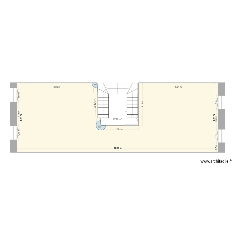 74RN 1er. Plan de 1 pièce et 68 m2