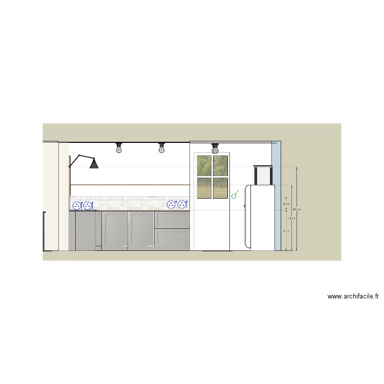 élévation cuisine face fenêtre belleile. Plan de 0 pièce et 0 m2