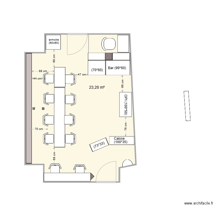 NB1 2022. Plan de 1 pièce et 23 m2