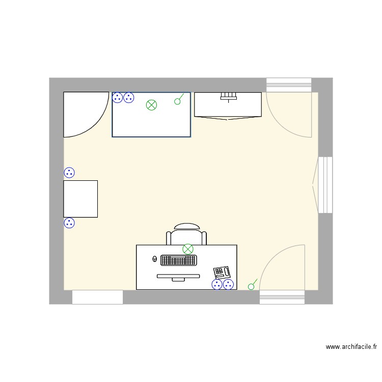 bureau elec. Plan de 1 pièce et 16 m2