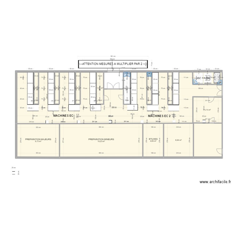 ETAGE EC 1. Plan de 13 pièces et 56 m2