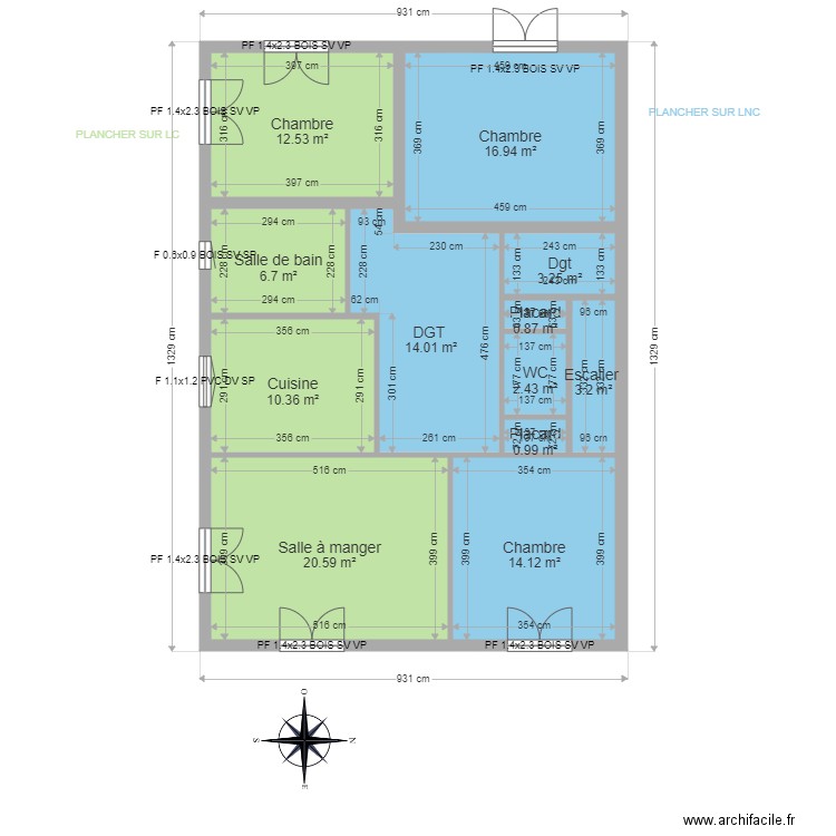 FROISSART. Plan de 15 pièces et 167 m2