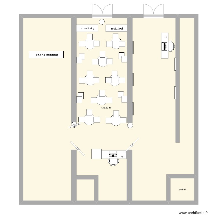 suture Kipling auction. Plan de 2 pièces et 139 m2