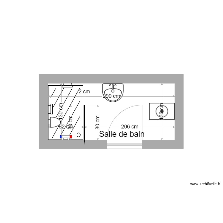 Plan sdb CHAPOT apres travaux. Plan de 0 pièce et 0 m2