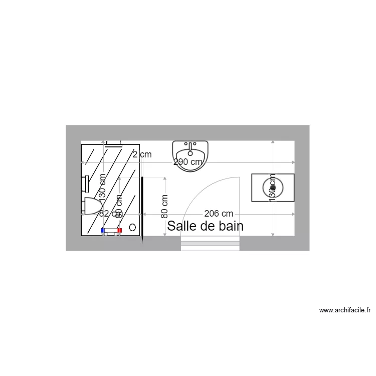 Plan sdb CHAPOT apres travaux. Plan de 