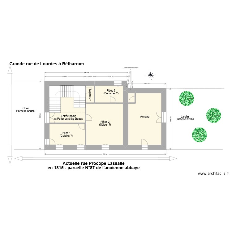 Espitaou 1815. Plan de 5 pièces et 104 m2