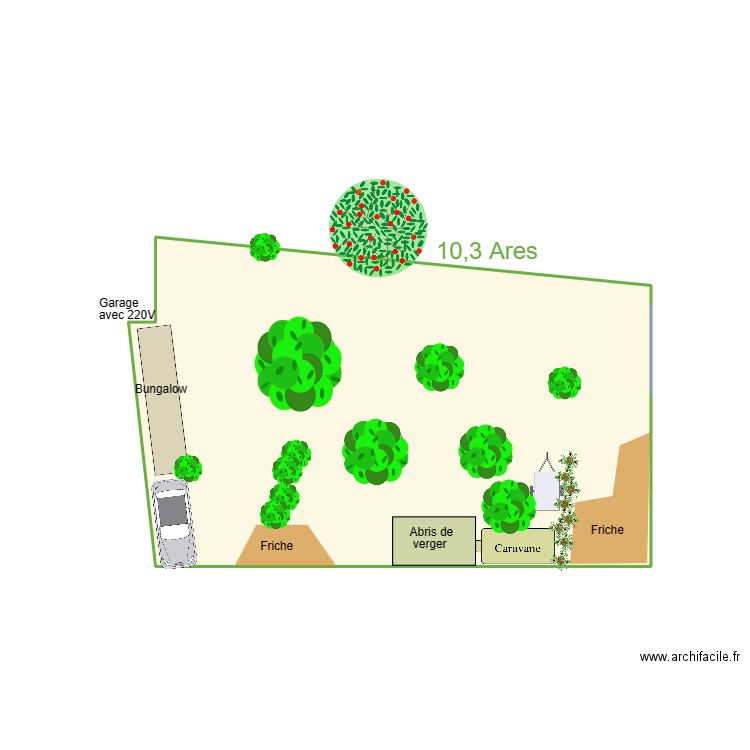 Verger actuel 01. Plan de 1 pièce et 16 m2