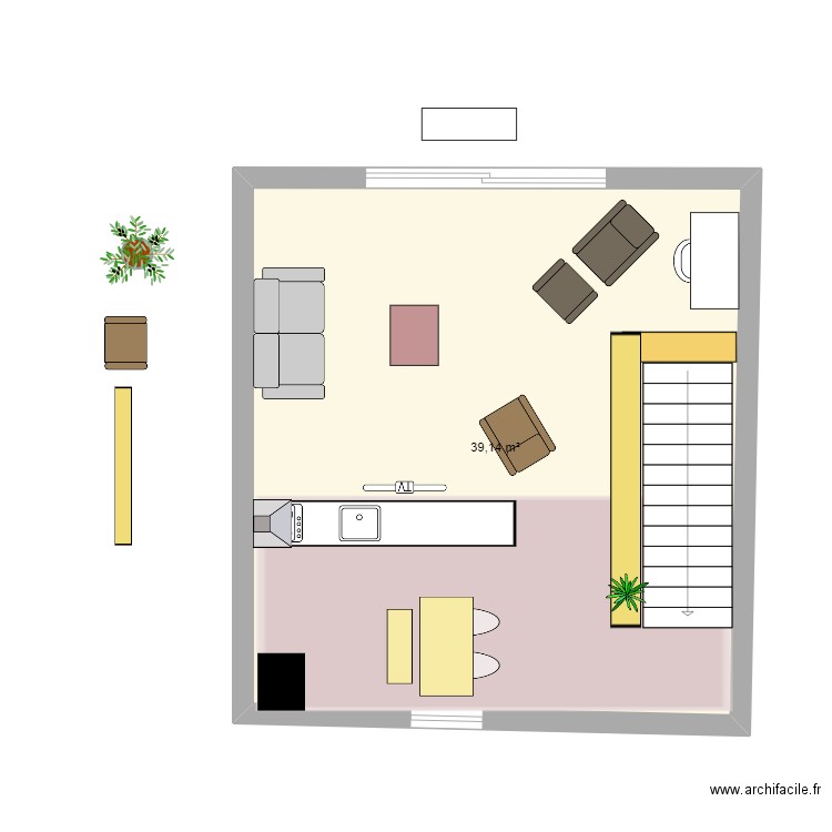 Bzzz Etage 2 8ème essai. Plan de 1 pièce et 39 m2