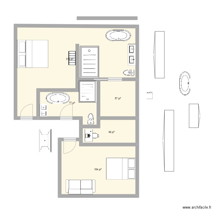 ****idee 2e  4sept 2022. Plan de 5 pièces et 61 m2