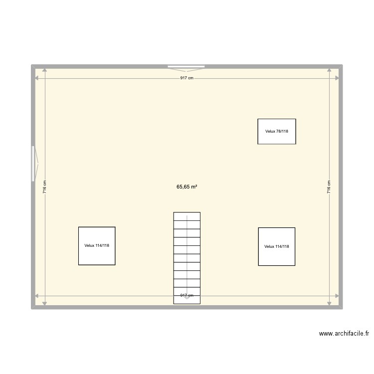 Velux Combles pour mairie. Plan de 1 pièce et 66 m2