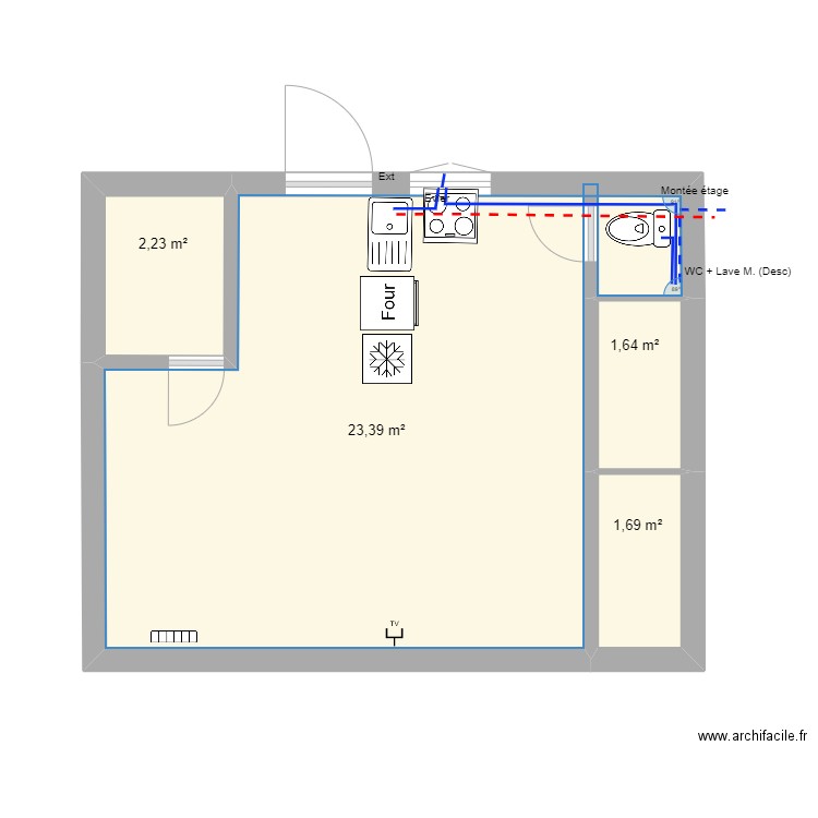 Bogon 2. Plan de 8 pièces et 75 m2