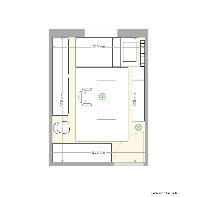 BUREAU G3 RADIATEUR. Plan de 1 pièce et 11 m2