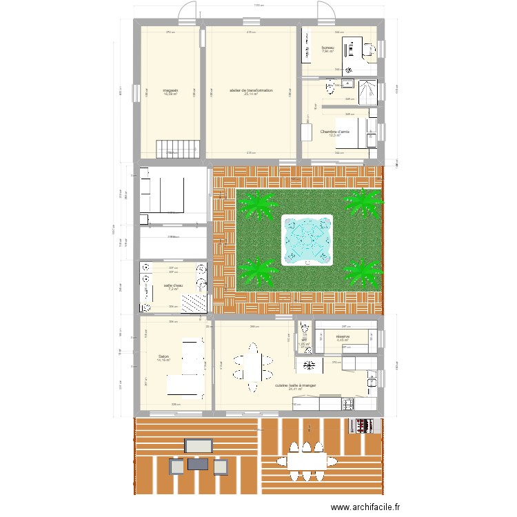 la maison du Bonheur version 2 temps version 2. Plan de 9 pièces et 113 m2