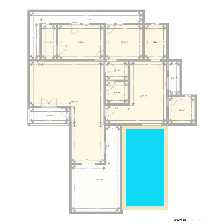 Amenagement 2. Plan de 13 pièces et 158 m2