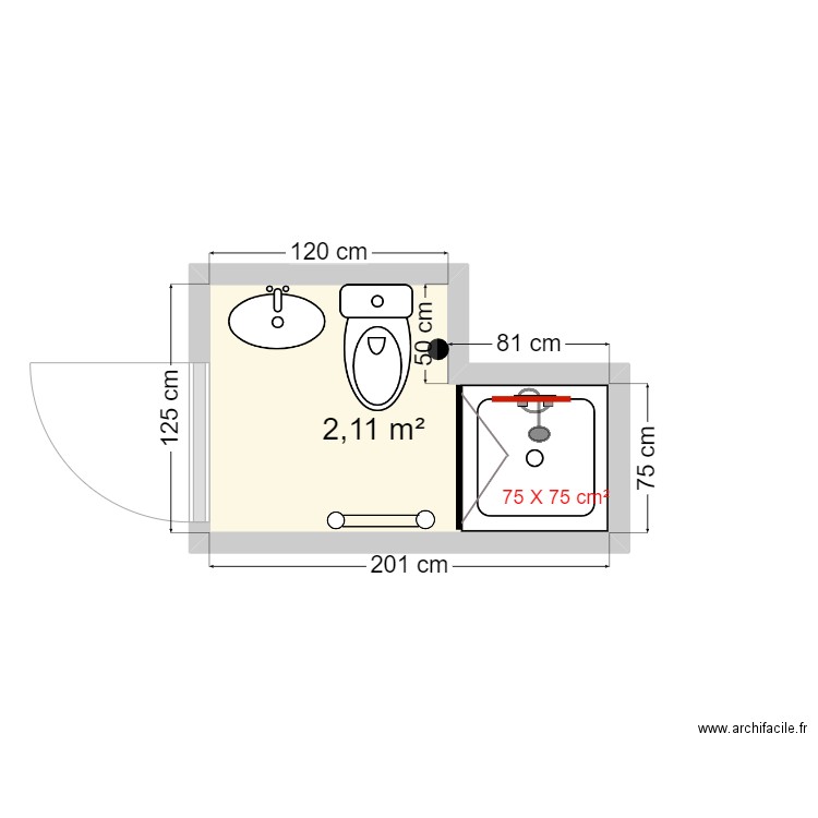 MOUQEF plan projeté. Plan de 1 pièce et 2 m2