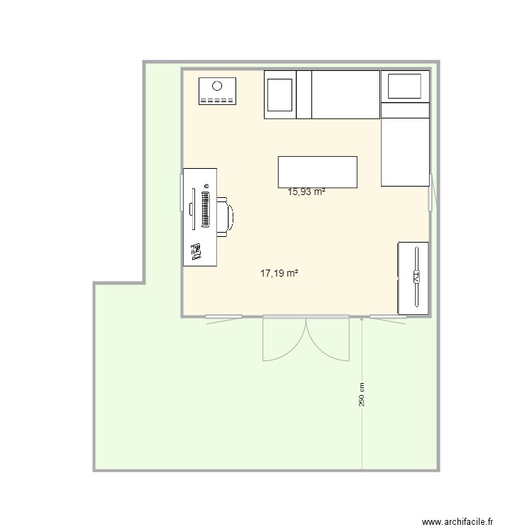 Chalet Beauterne. Plan de 2 pièces et 50 m2