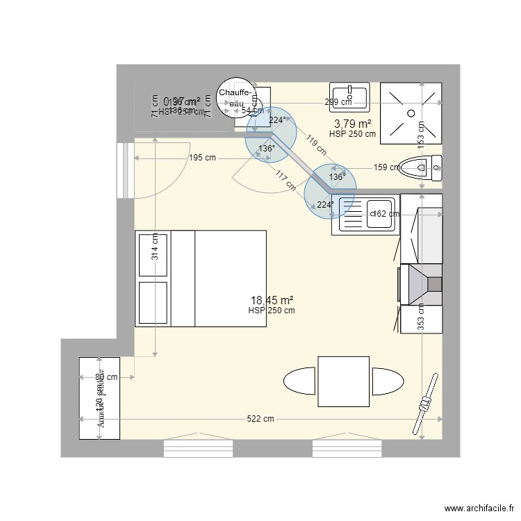 PICARD. Plan de 3 pièces et 23 m2