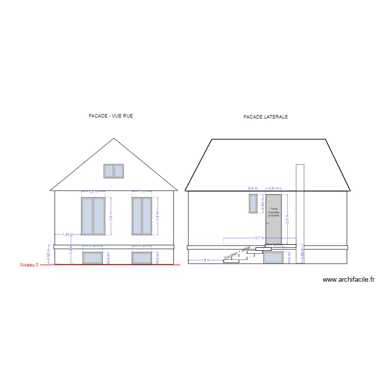 Plan façades - avant travaux. Plan de Plan façades - avant travaux. Plan de