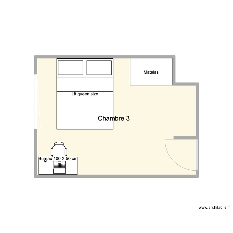 chambre 3 mezzanine. Plan de 4 pièces et 38 m2