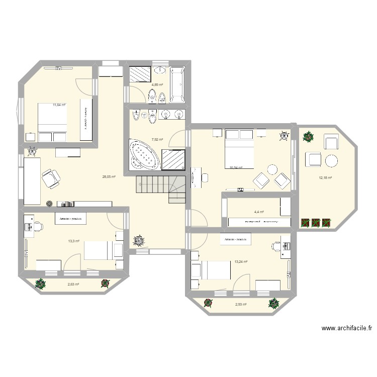 mi casa piso 2. Plan de 11 pièces et 118 m2