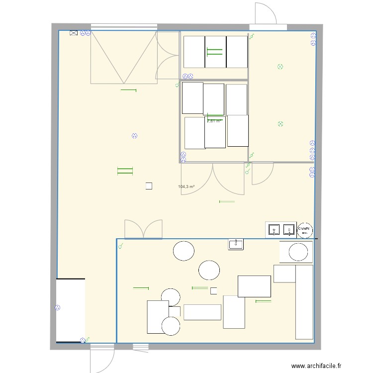 miellerie. Plan de 2 pièces et 120 m2