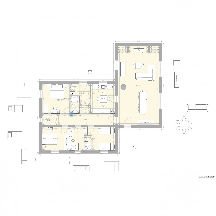 maison Yves 3 sdb. Plan de 9 pièces et 129 m2