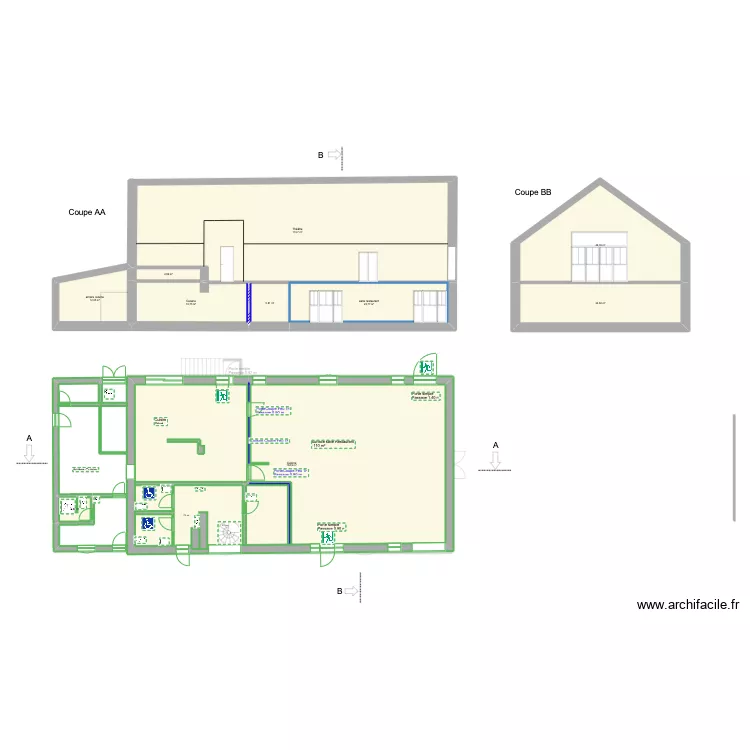 Restaurant Theatre V1 coupe. Plan de Restaurant Theatre V1 coupe. Plan de