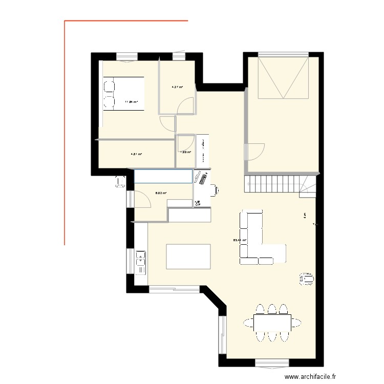 quart tournant. Plan de 0 pièce et 0 m2