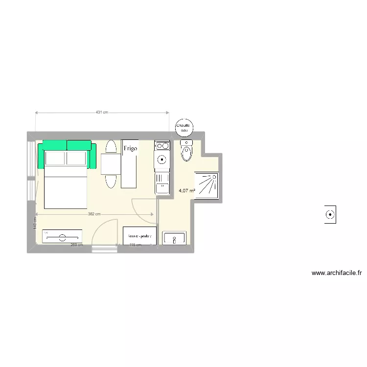 studio toulon pt du las. Plan de 