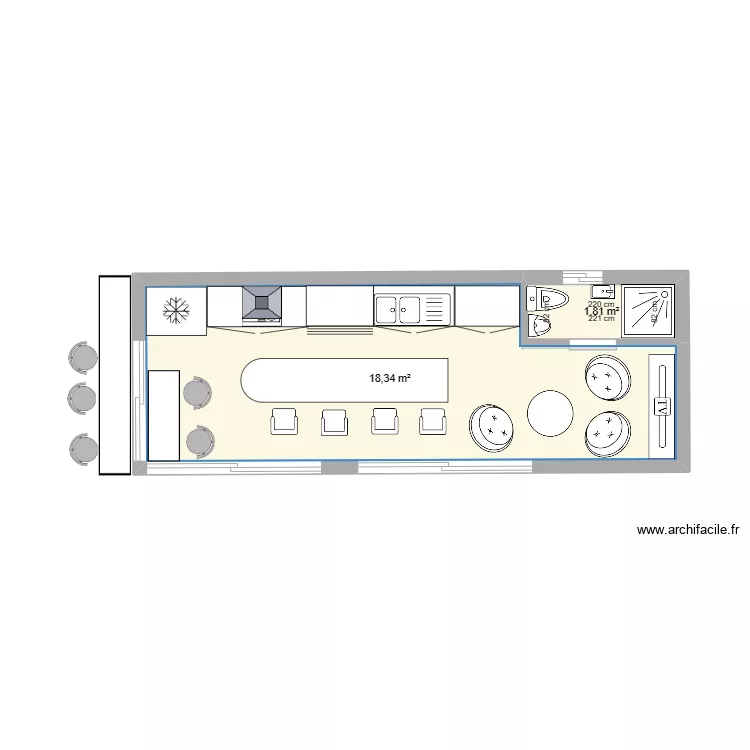 POOL HOUSE MICHEL 8, 30 X 3 = 24,90 M... Plan de 