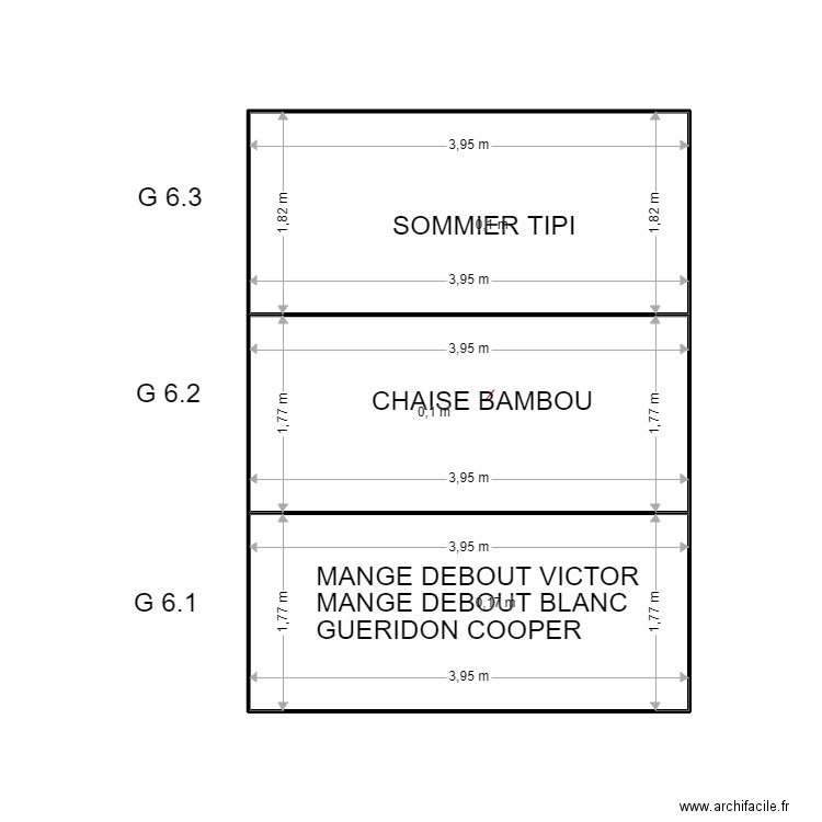 G 6. Plan de 3 pièces et 21 m2