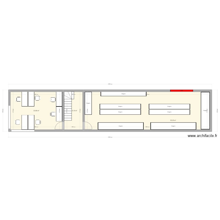 Étage atelier bureaux 160x70 ok. Plan de 0 pièce et 0 m2