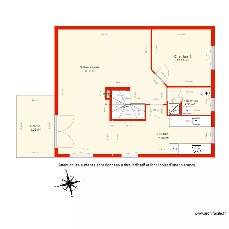BI 4974 &eacute;tage 1 c&ocirc;t&eacute;. Plan de 