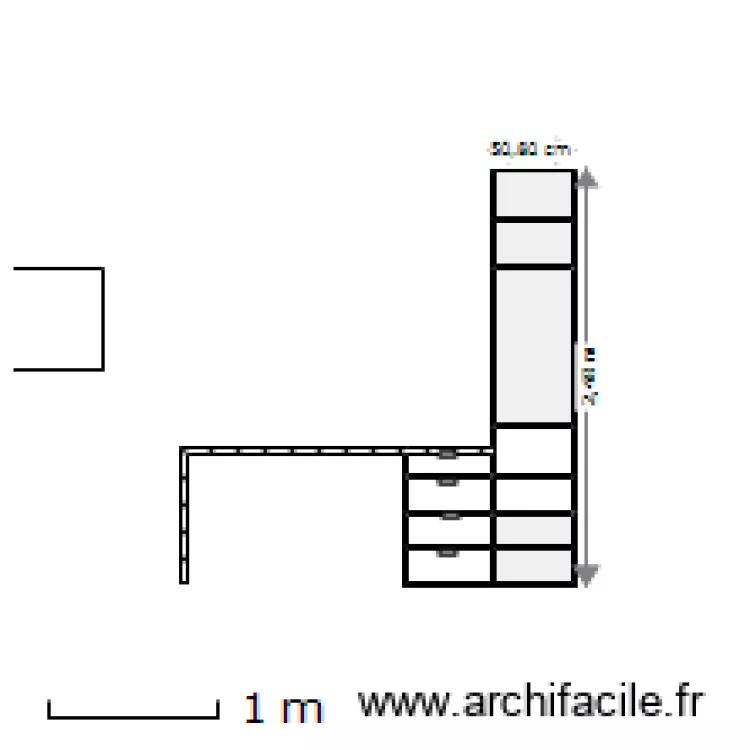 meuble bureau. Plan de 
