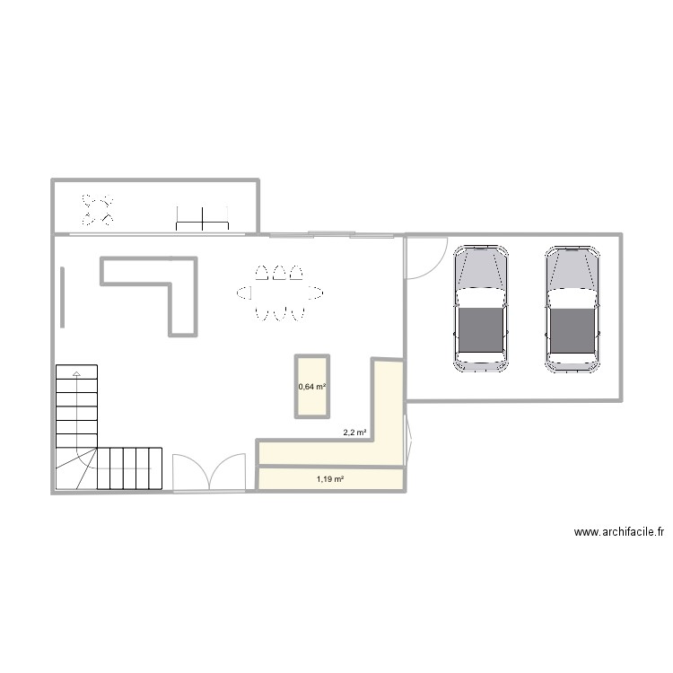 Maison part 2. Plan de 3 pièces et 4 m2