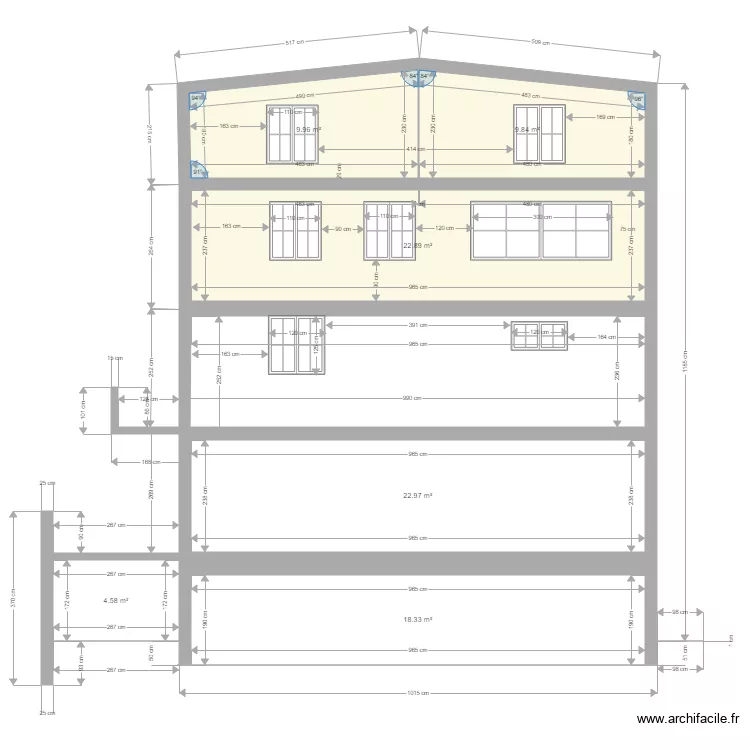 facade sud LL. Plan de 